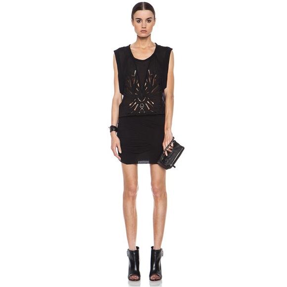 IRO Brady Sheer Silk Mini Dress in Black Size 40 (6 US) - Picture 1 of 8